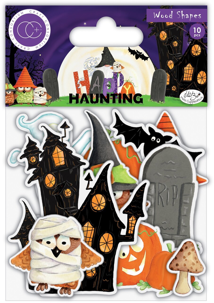 Craft Consortium Laser-Cut Wooden Shapes 10/Pkg-Happy Haunting